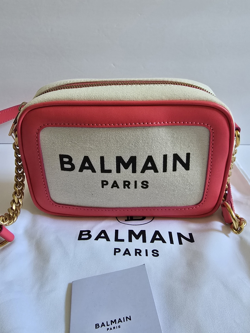 Balmain B-Army Small Camera Bag Natural Cream Pink